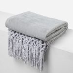 Velvet Fringe Throw Grey